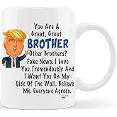 Classic Mugs Donald Trump Terrific Brother Fun Brother Coffee Mug Cup Graduation Gag Gifts for Bro Men Him Guy from Sister Mom Dad Friend Funny Gift for Christmas Birthday