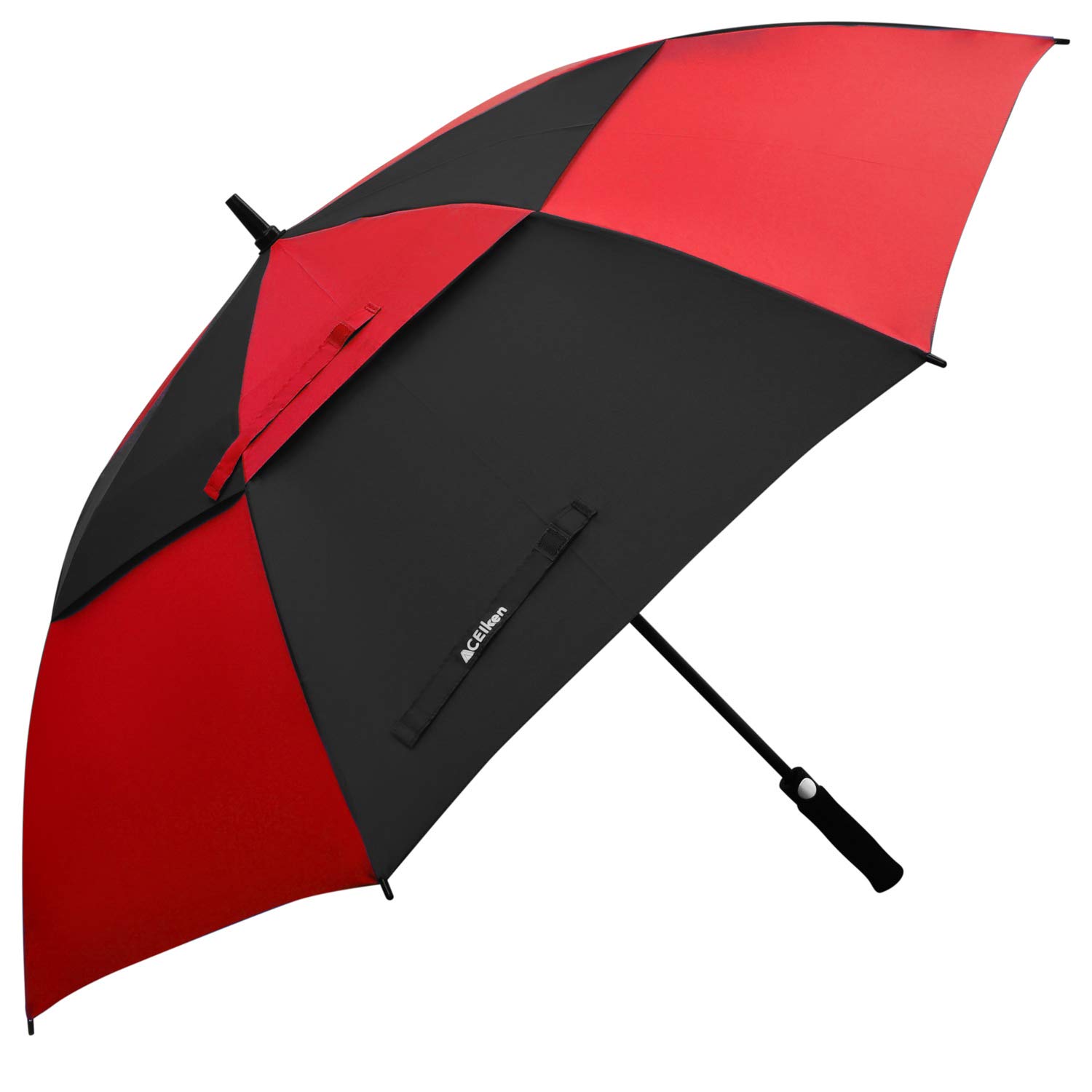 ACEIken Golf Umbrella Windproof Large 62/68 Inch, Double Canopy Vented, Automatic Open, Extra Large Oversized,Sun Protection Ultra Rain & Wind Resistant Stick Umbrellas (Black/Red, 68 inch)