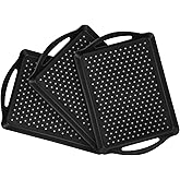 3 Pcs Anti-Slip Serving Trays with Handles, Rectangular Food Serving Tray for Lap, Reusable and Durable, Black