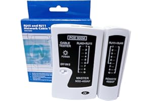 YWNEGWE Network Cable Tester RJ45 LAN Cable Test Support POE for RJ45 Cat5 Cat5e Cat6 Cat6a Cat7 UTP/Shielded Cable and RJ11 RJ12 ethernet Cable Tester(9V Battery not Included) White