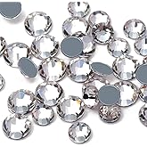 Dowarm Crystal Clear Hotfix Crystals, Hot Fix Rhinestones for Crafts Clothing, Flatback Glass Gems for Dance Costumes, SS30 288 Pieces, White