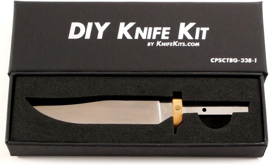 KnifeKits: Clip Point Scout Hidden Tang Fixed Blade - Blade/Brass Guard