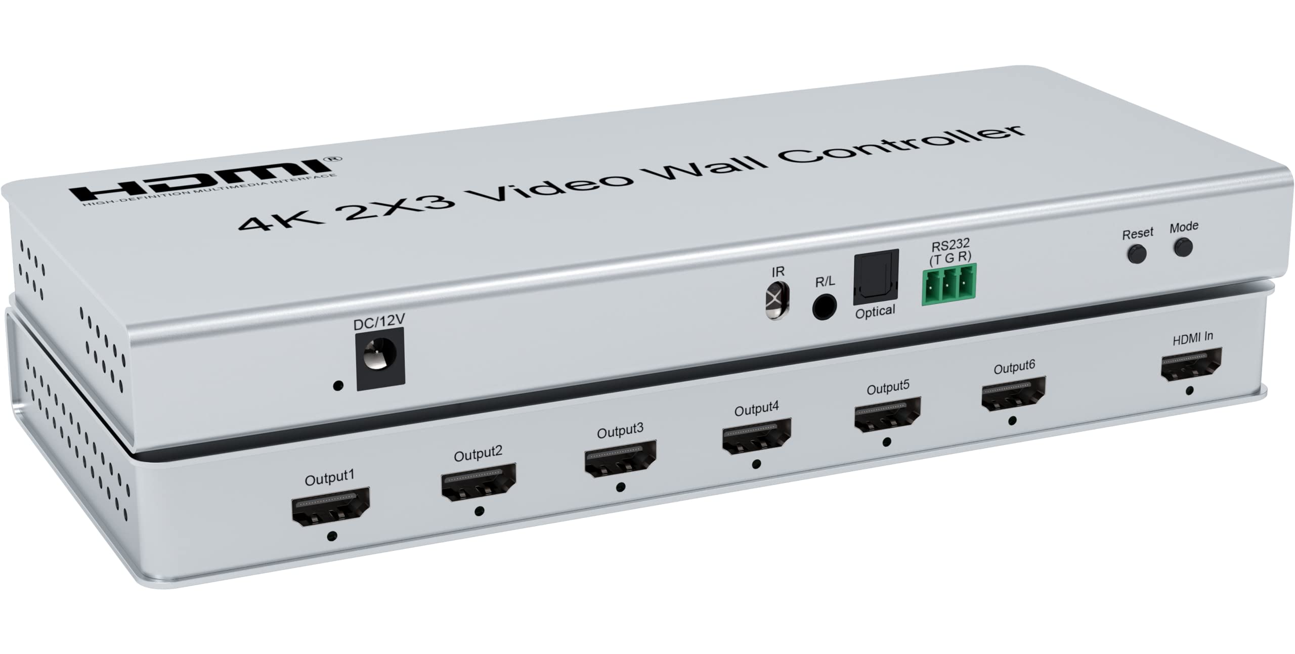 4K 2X3 Video Wall Controller,Video Wall Controller 4k 2x3 2x2 2x1 1x2 3x2 HDMI Audio Extraction LCD TV 6 Screen Video Wall Stitching Processor TV Splicer Box