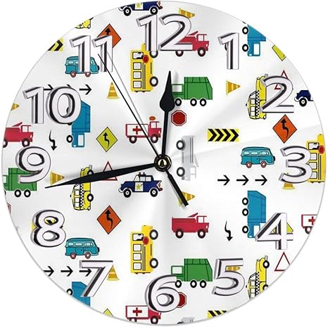 Amazon Co Jp 掛け時計 壁掛け時計 車とトラック おしゃれ 置き時計 連続秒針 静音 インテリア フレームレス 二重使用 部屋の装飾 ホーム キッチン プレゼントオススメ ホーム キッチン