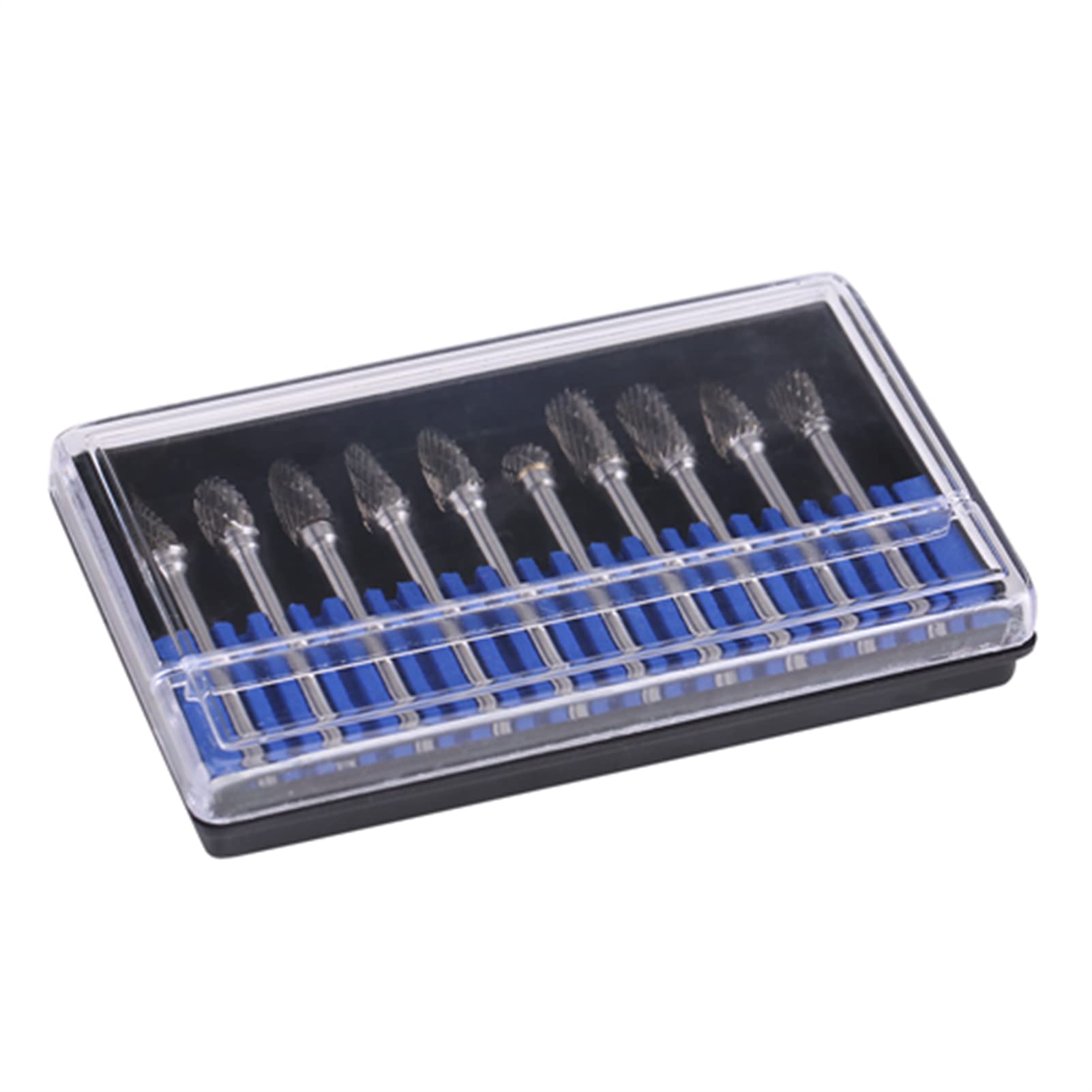 Carbide Burrs Set, 10pcs Tungsten Carbide Steel Rotary Files Burr Set 3mm Shank 6mm Cutting Head Diameter for Die Grinder Drill, Metal Carving, Polishing, Engraving, Drilling(Double Cut)