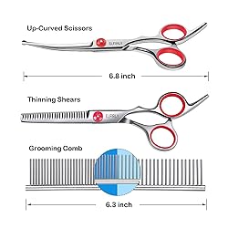 Elfirly Dog Grooming Scissors Set with Safety Round