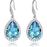 Austrian Crystal Teardrop Dangle Drop Earrings for Women Dangling 14K Gold Plated Hypoallergenic Jewelry