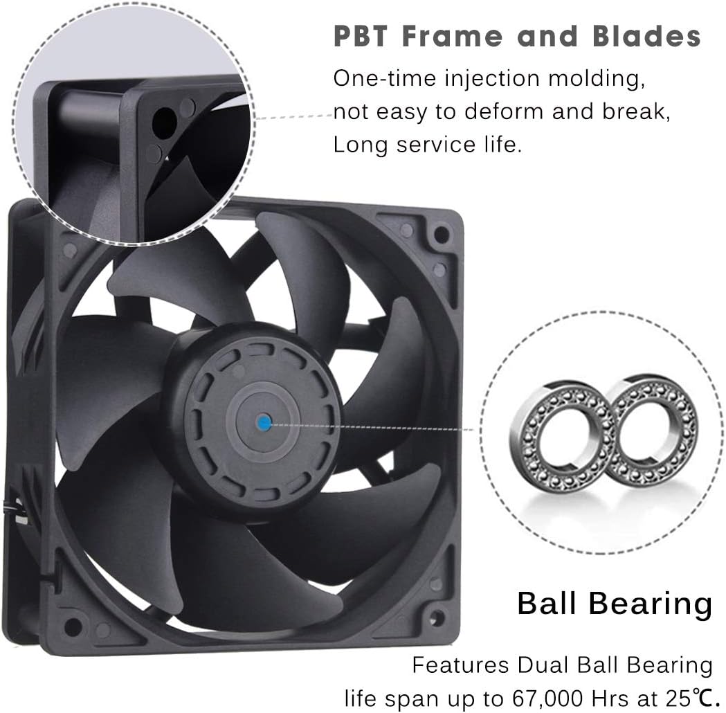 GDSTIME 120mm 240V Cooling Fan 120mm x 38mm 220V 230V AC EC High Performance Fridge Axial Fan with UK Fused Plug - Image 3