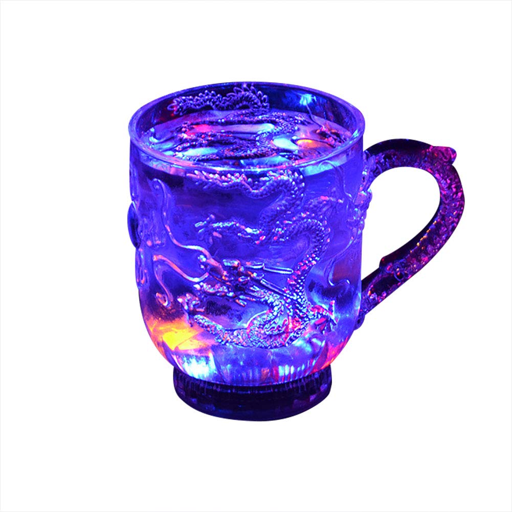 Acrylic Liquid Activated Multicolor LED Flashing Mug Light Dragon Shot Glass Water Wine Cups285ml LED Flashing Cup for Home Party Bar Drink Cups
