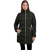 Laundry by Shelli Segal Women's Stretch Quilted Puffer Jacket– Winter Coat, Zip-off Hood Turnback Faux Fur