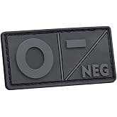 Mini First Aid PVC Blood Type O Negative Patch [Blackout Subdued] - Compatible With Velcro for Backpacks, Plate Carriers, Hats, Ifak - O Neg Kit
