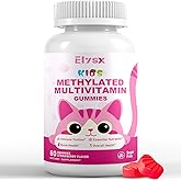 Elysx Kids Methylated Multivitamin Chewable Gummies, MTHFR Supplement with L Methylfolate, Magnesium, Biotin, Choline, Inositol, DHA, TMG & Coq 10, Immune & Brain Support, Strawberry Flavor, 60 Ct