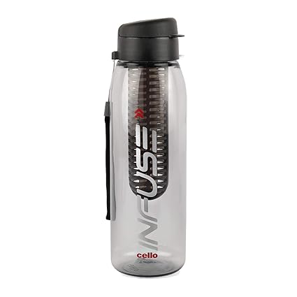 Cello Infuse Plastic Water Bottle, 800 ml, Black