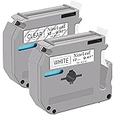 NineLeaf 2 Pack Compatible for Brother Label Tape 12mm 0.47 M Tape MK231 M-K231 M231 M-K231S MK131 M131 Black on White/Clear for Ptouch PT-M95 PT-90 PT-80 PT-70BM PT-65 PT-85 Label Maker