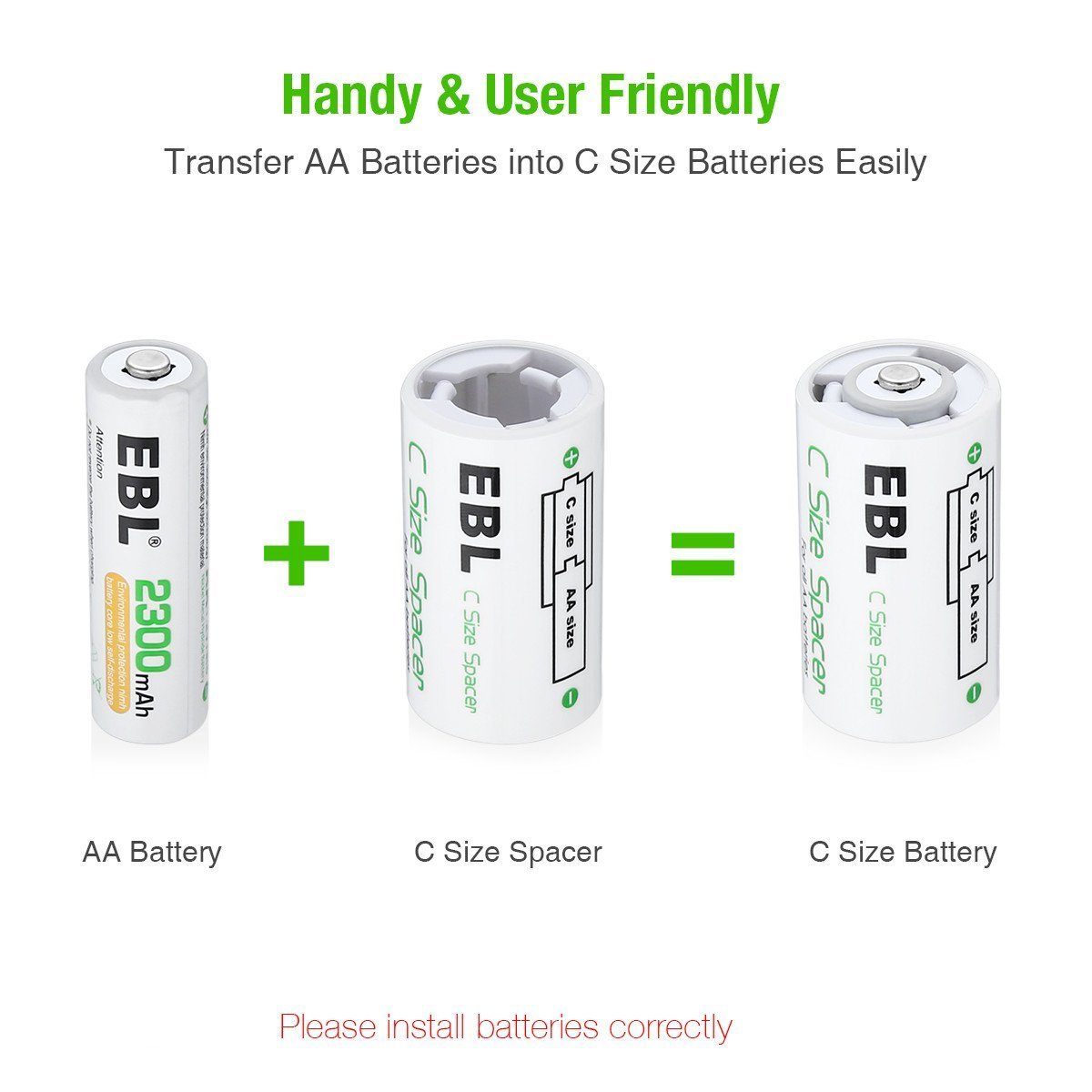 EBL 4 Unidades Cajas de Baterías AA a C