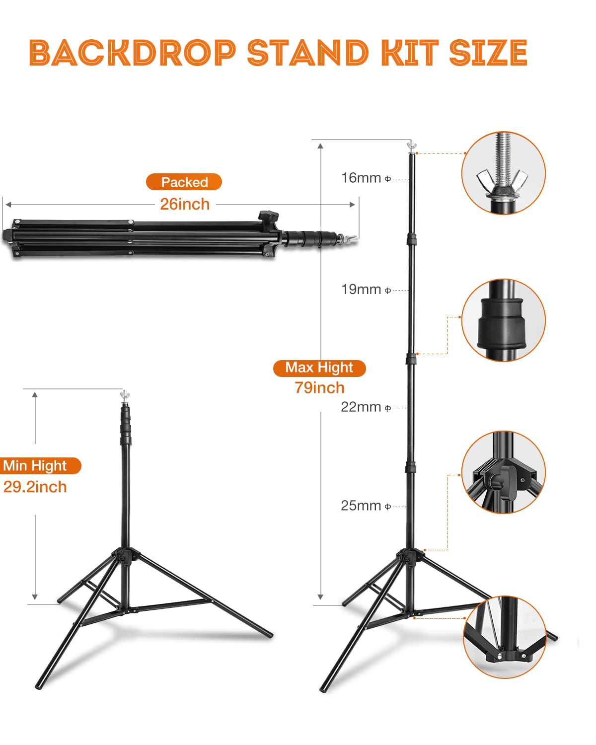 Yesker Backdrop Stand with Backdrop Kit 3 Muslin White Black Green Screen Backdrops 8.5x10 ft Background Stand Support System for Portrait,Product Photography and Video Shooting