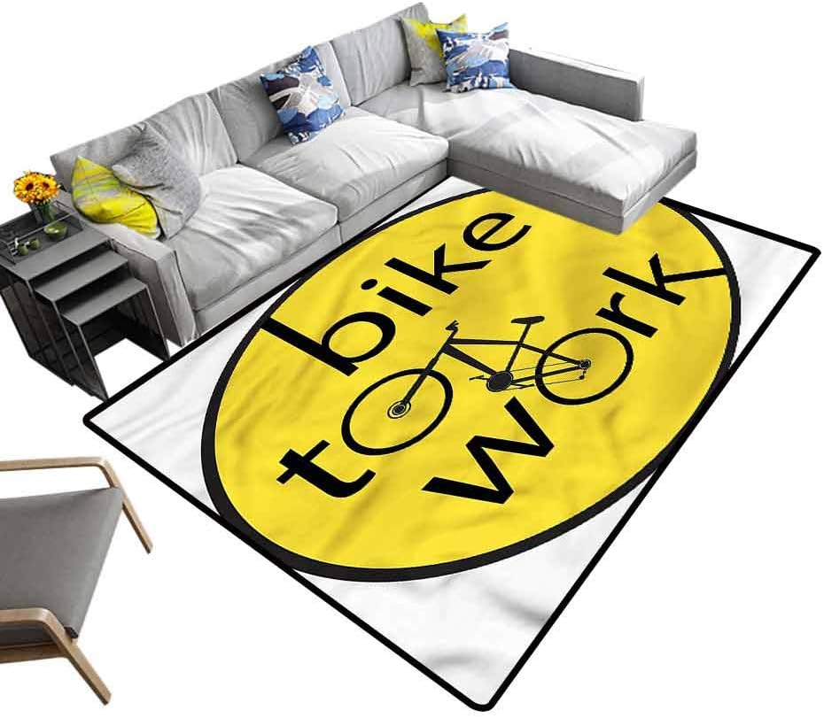 Yellow, Soft Bedroom Rugs Healthy Life Theme Abstract Design Area Rug Maximum Absorbent Soft, 7'x 7'