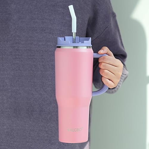 EALGRO 40 oz Tumbler with Handle, Insulated Tumblers with Lid and Straw,  Large Metal Sports Water Bottle Jug,