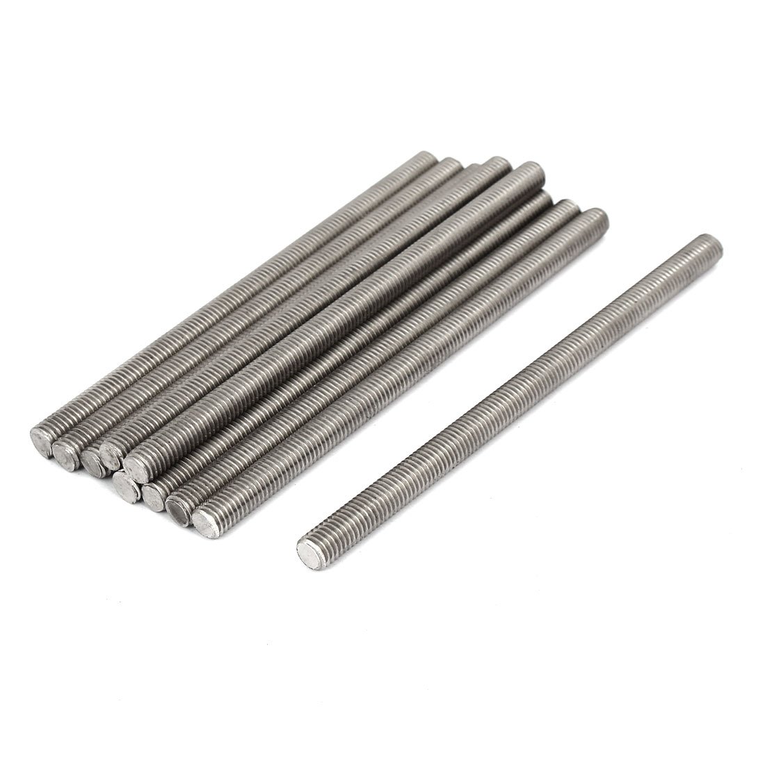 Sourcingmap M8 x 140mm 1.25mm Pitch 304 Stainless Steel Fully Threaded Rods Bar Studs 10 Pcs