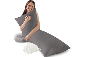 INSPIRE CRAFTER Memory Foam Body Pillow Insert, Soft Large Long Bed Pillow for Adults, Breathable Full Body Pillow, Grey