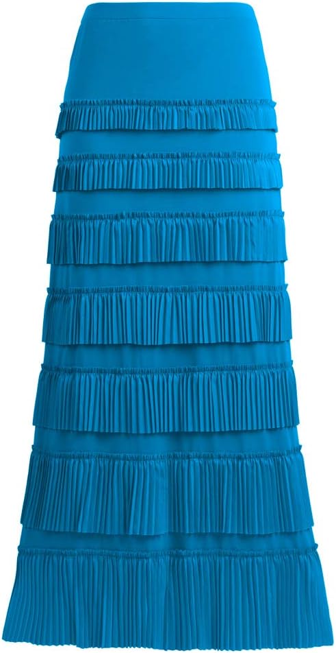Women's 7 Tiered Boho Layered Pleated Ruffles Waterfall Maxi Skirt