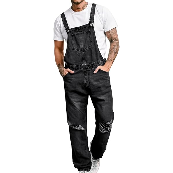 Amazon.com: LONGBIDA Men's Denim Bib Overalls Fashion Slim
