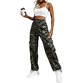 Lepunuo Women's High Waisted Cargo Pants Travel Y2K Streetwear Baggy Stretchy Pants with 6 Pockets Drawstring Ankle Cuffs