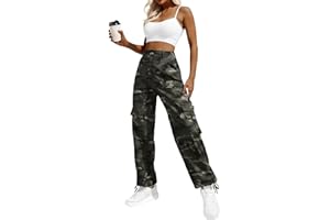 Lepunuo Women's High Waisted Cargo Pants Travel Y2K Streetwear Baggy Stretchy Pants with 6 Pockets Drawstring Ankle Cuffs