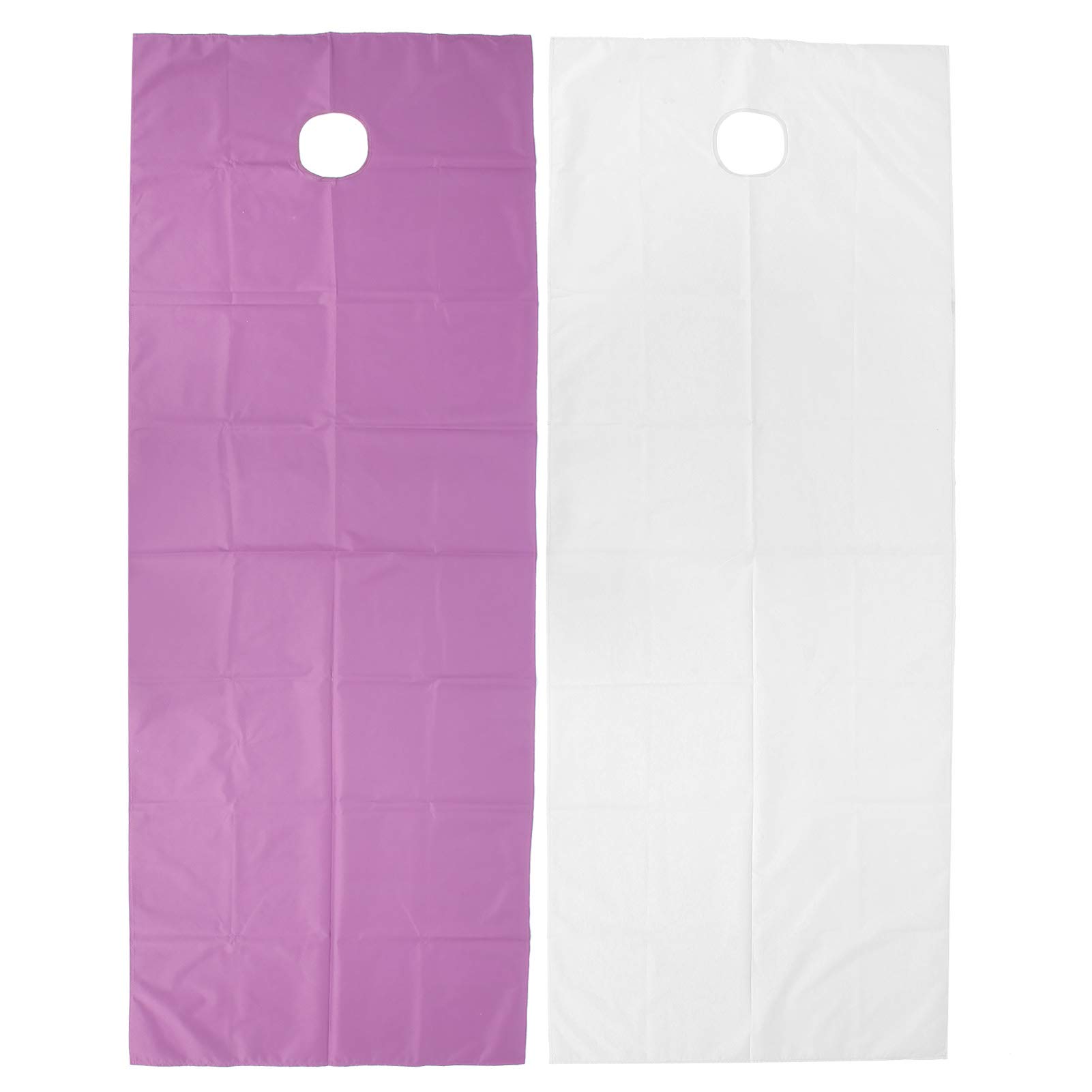 2 pieces disposable bed sheets Breathable waterproof polyester massage duvet, for Beauty Salon SPA massage couch cover with face hole Beauty Salon Spa massage table cover(White + purple)
