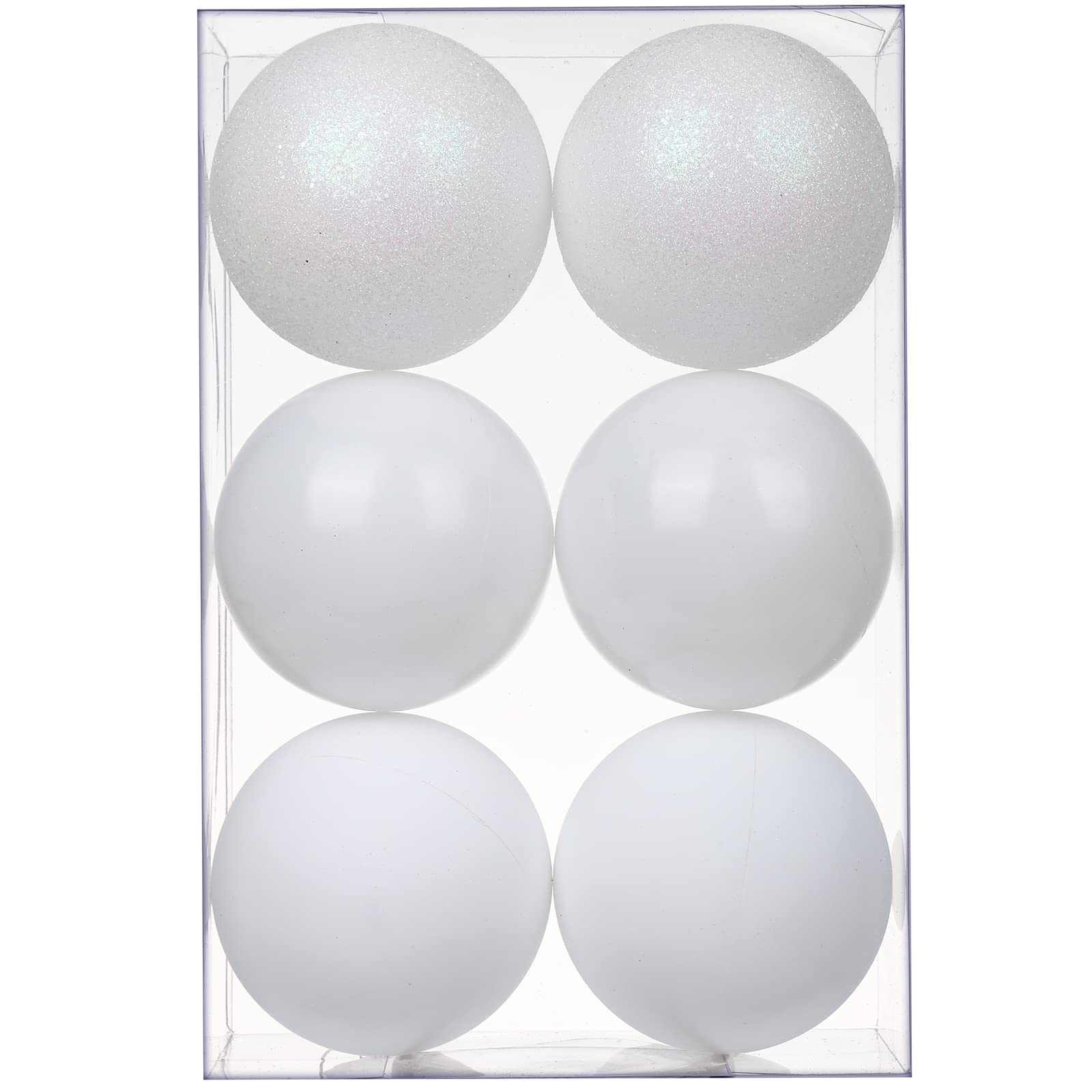 Photo 1 of 3.94" Large Christmas Balls Shatterproof Pearl White Christmas Ornaments 6 Pcs Big White Christmas Ornaments Balls for Christmas Tree Holiday Wedding Party Decoration