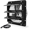 VENTISOL 14 Inch Shutter Exhaust Fan Wall Mounted, Aluminum Blades, with 1.65 Meters Power Cord Kit, Max.1950CFM, Ventilation Fan for Garage,Greenhouse,Attic,Shed,Shop-Black