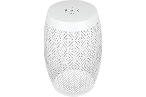 Vipush Patio Side Table,Outdoor Accent Table Round Metal End Table Plant Stand Small Console Table for Porch,Living Room,Bedroom,White