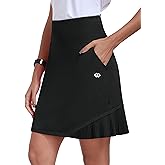 MoFiz 20" Knee Length Skorts Skirt for Women Golf Tennis Skort High Waisted Athletic Skirt for Sports Summer Casual