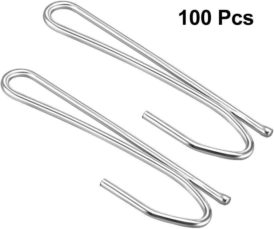 sourcing map Curtain Hooks Metal Single Prongs Pinch Pleat Drapery Hook for Window Curtain Door Curtain and Shower Curtain Silver Tone 100 Pcs - Image 4