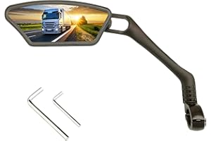 RYANGO Bike Mirror, Large Bike Mirrors HD Rearview Mirror, Stainless Steel Flat Lens Bike Rear View Mirrors, Bike Mirror Handlebar Mount, Adjustable Bicycle Mirror for E-bike Scooter (SL Left)