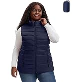HHE Women's Plus Size Packable Puffer Vest 1X-6X Lightweight Water-Resistant Hooded Quilted Puffy Vest