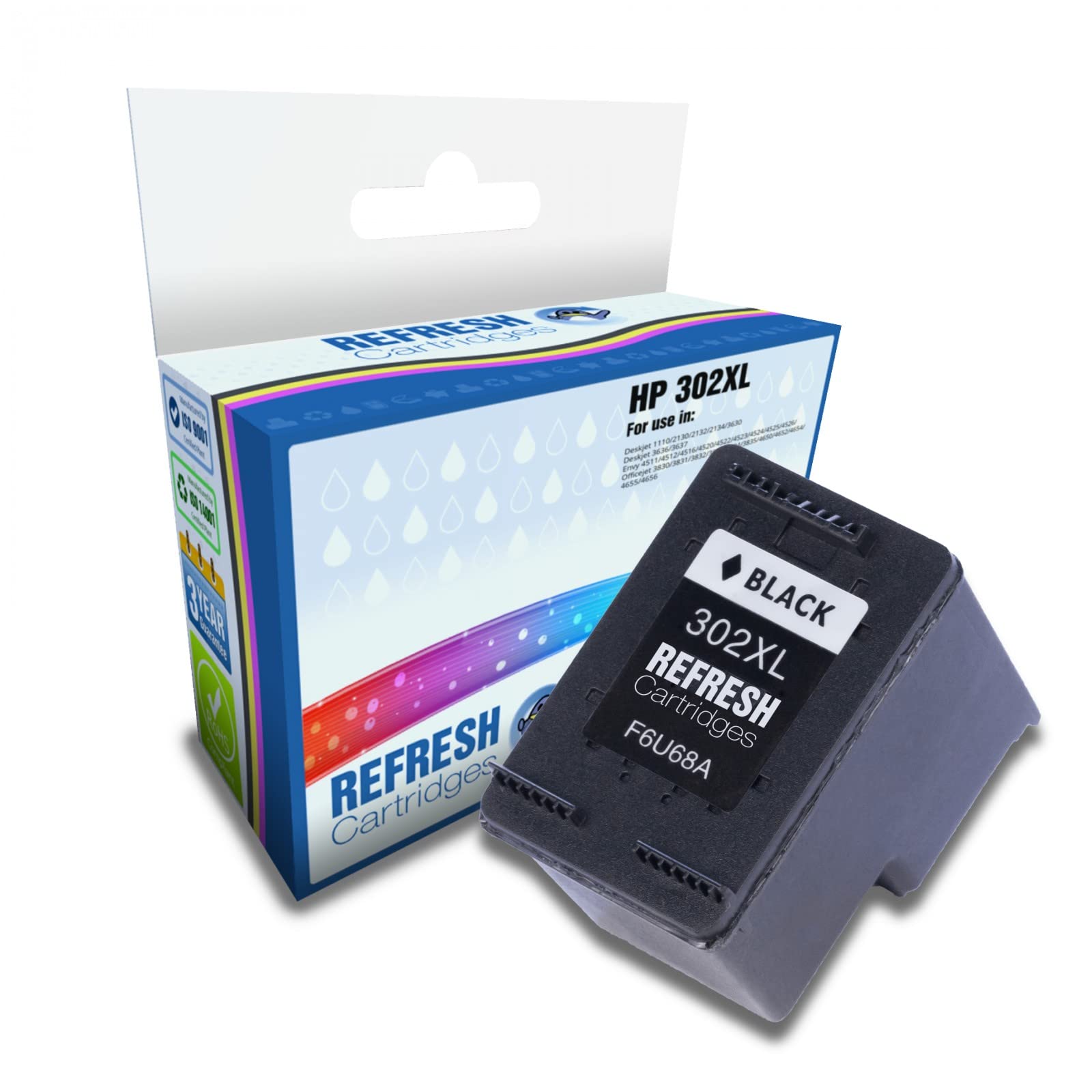 Refresh Cartridges Remanufactured Ink Cartridge Replacement for HP HP 302XL (Black)