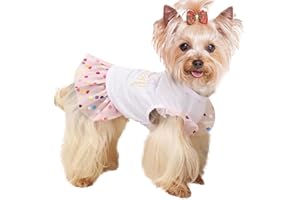 YIKEYO Dog Clothes Girl Dress Small Dogs Puppy Dresses Pet Shirt Female Yorkie Chihuahua Cat Sequin Tulle Birthday Party Lace Costume Tutu Skirt Apparel Outfit (Pink,M)