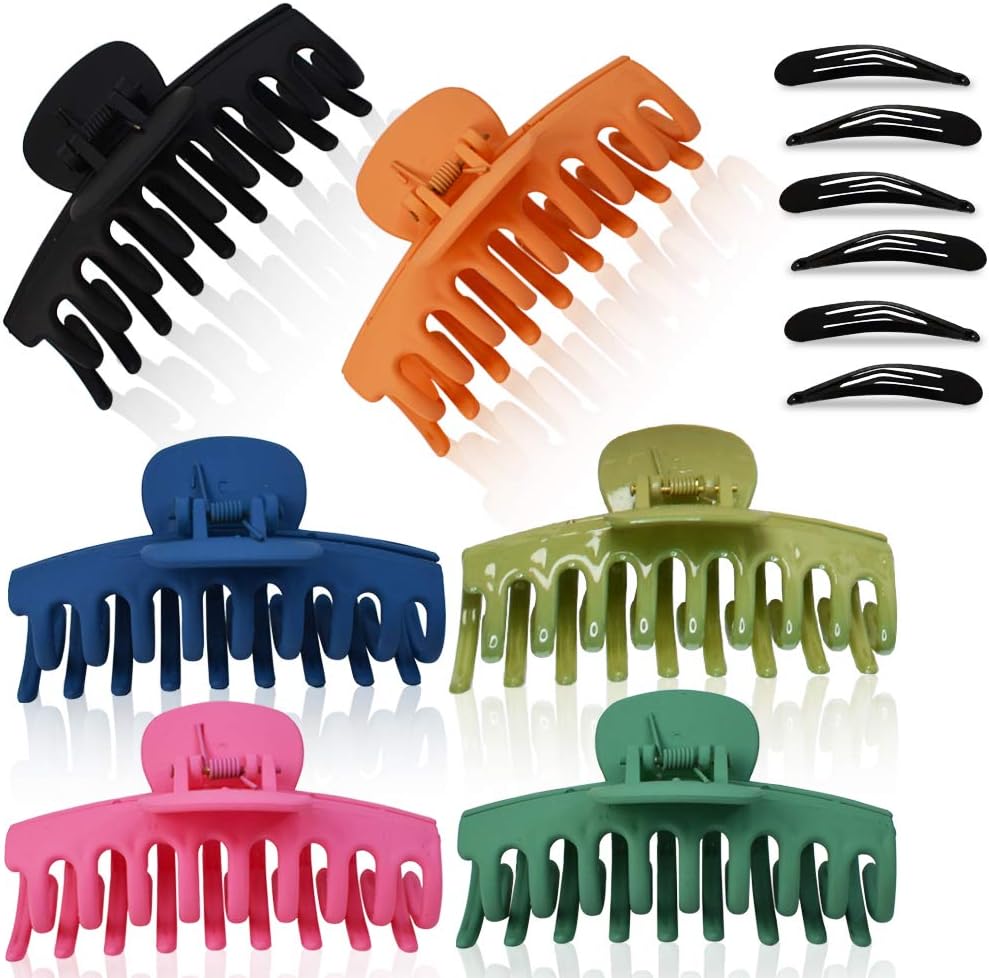 12 Packs Big Hair Clips, 4.3 Inch Nonslip Large Claw Clip, Hair Claw Clips for Women, 6 Colors