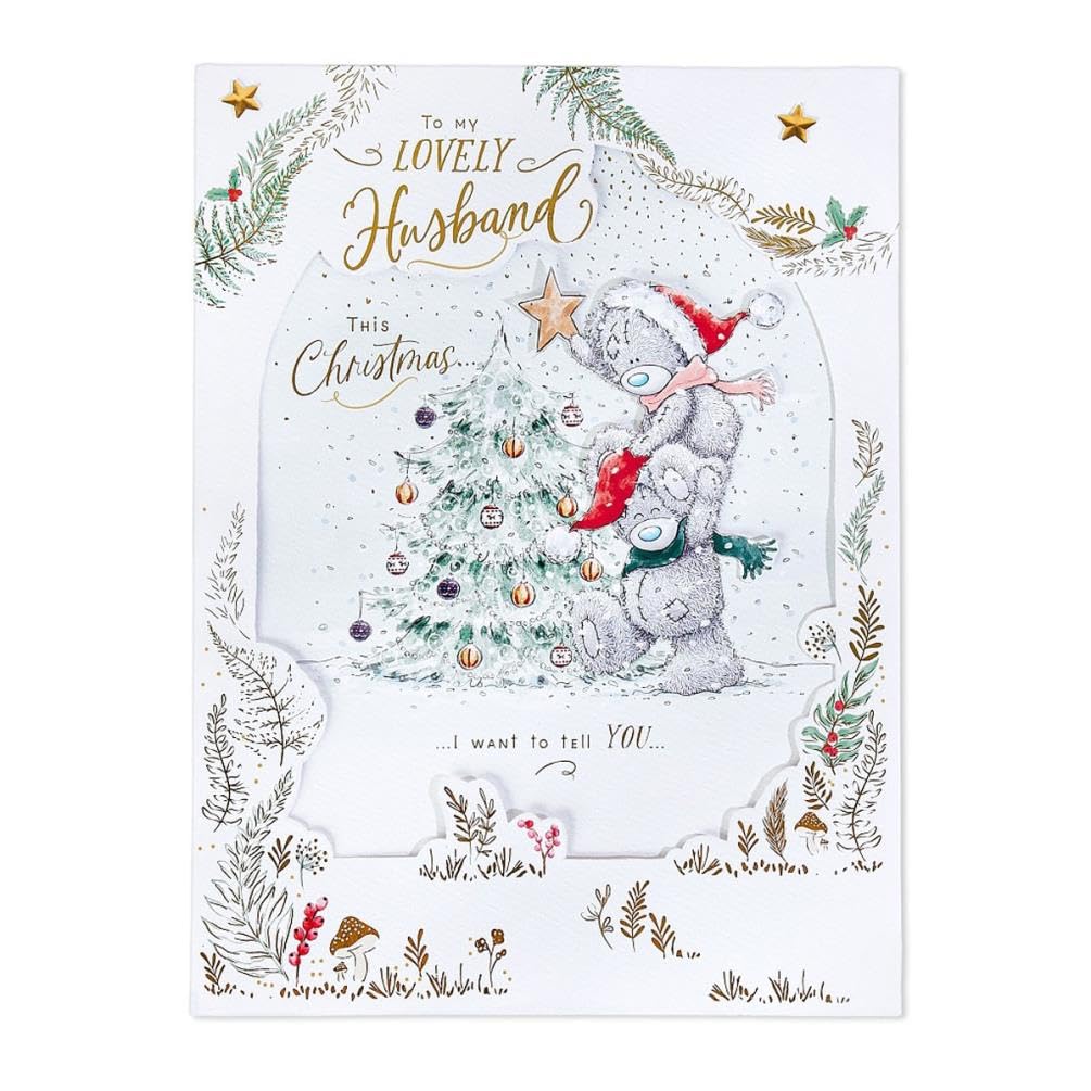 Me To You Tatty Teddy Luxury Handmade Boxed Christmas Card For A Lovely Husband 12x9ins - Official Collection