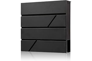 YOOBOX Wall-Mount Mailbox with Lock and Keys, Locked Drop Box for House Outside, Security Steel Metal Mail Box with Newspaper Compartment, 14.57 x 14.57 x 4.33 Inch, Black, MD025 X-Large