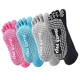 Yoga Socks Non Slip Skid Pilates Barre Grip Socks With Toes Cotton For Women Men