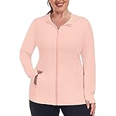 COOTRY Women's Plus Size UPF 50+ Sun Protection Jacket Lightweight Long Sleeve Zip Up Hoodie Cooling Sun Shirt Hiking Workout