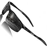 ROCKNIGHT Driving Polarized Sunglasses for Men Golf Outdoor Use Al-Mg Frame | UV Polarized Lenses; UV400 Protection; 0.88 oz Al-Mg Rectangular Frame; Adjustable Nose Pads and Temples; Spring Hinges
