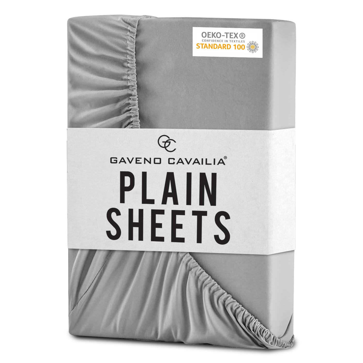 GC GAVENO CAVAILIA Microfiber Fitted Sheet - Shrinkage and Fade Resistant | Microfibre Deep Pocket Double Fitted Sheet | Elasticated 10 inch (25 cm) Polyester Grey Bedding Sheet — image 1