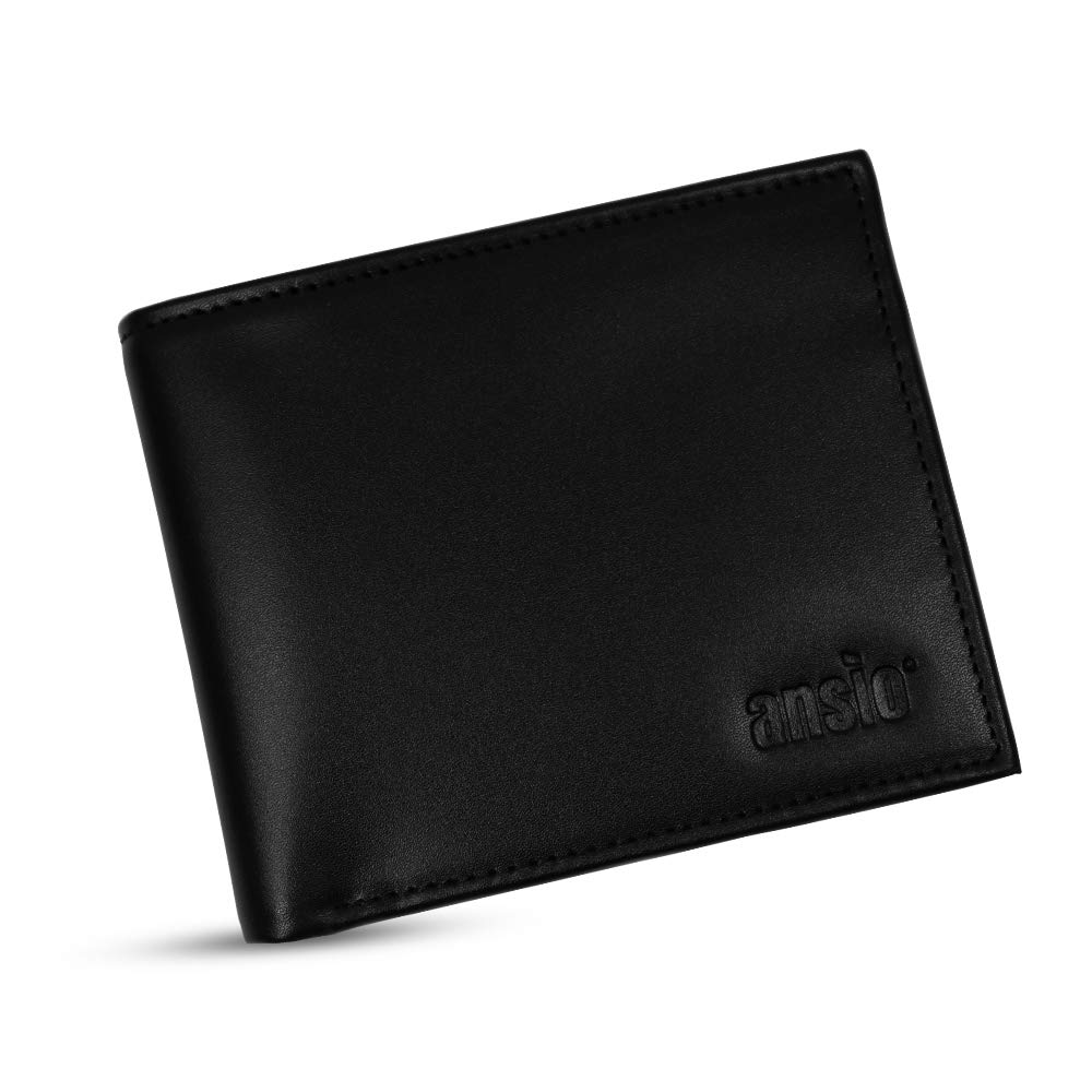 ANSIO Men's Wallets, Leather Wallet, Wallets for Men, Genuine Leather Wallet with Gift Box - Black Colour