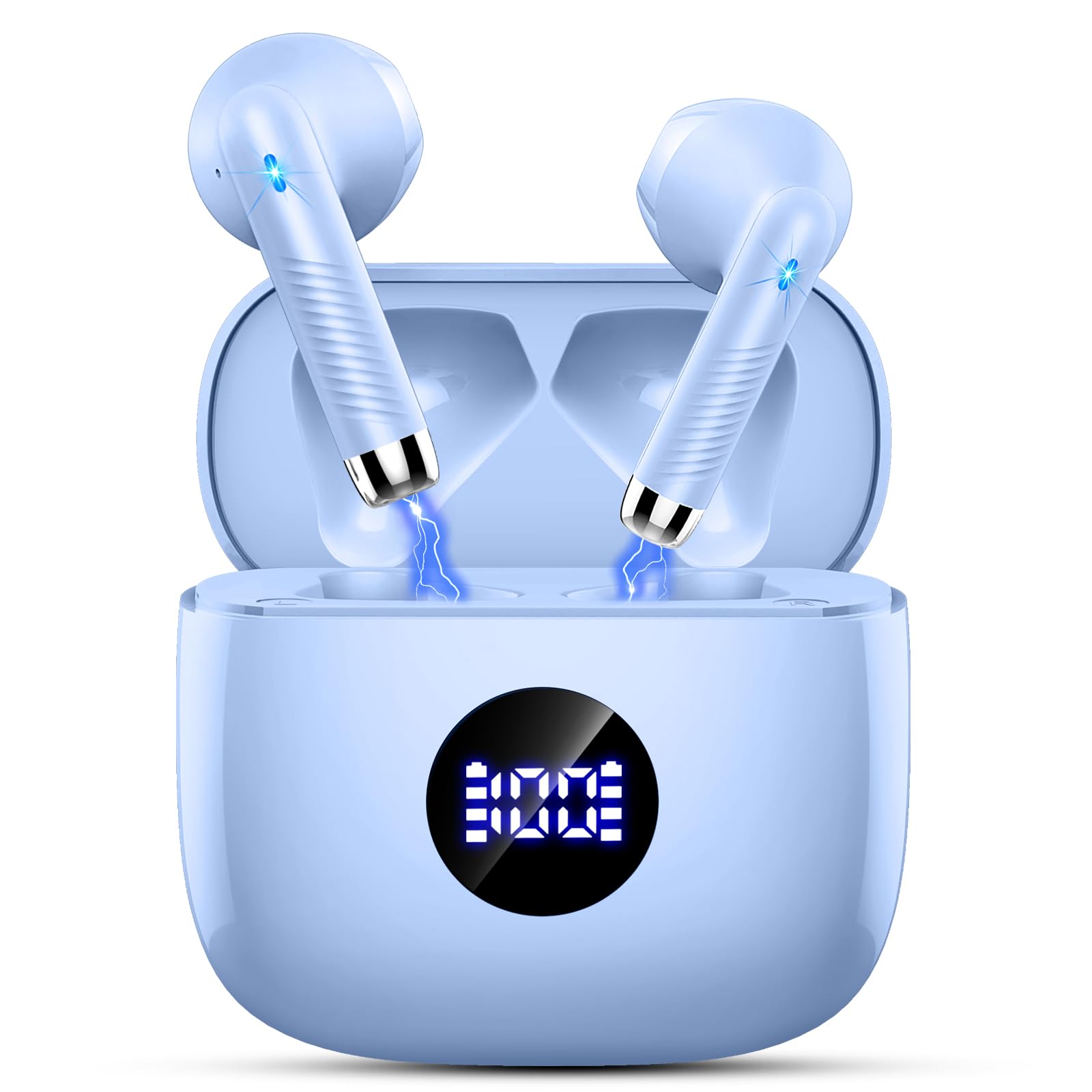 Wireless Earbuds, Bluetooth 5.4 Headphones HiFi Stereo, in Ear Earphones with 4 ENC Noise Cancelling Mics, 40H Playback Earbuds with Mini Case, IP7 Waterproof Wireless Ear Buds with LED Display, USB C