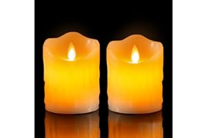 UNIVELA Flameless Candles, 3 X 4'' Flameless Candles with Remote, 2 Set Battery Operated Candle, Real Wax Dripping LED Candle