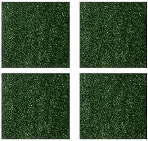 Artificial Grass Area Tiles – Grass Height: 0.3" - Size: 12-Inches x 12-Inches - 4 Pieces - Perfect Color/Sizing for Any Indoor/Outdoor Uses and Decorations!
