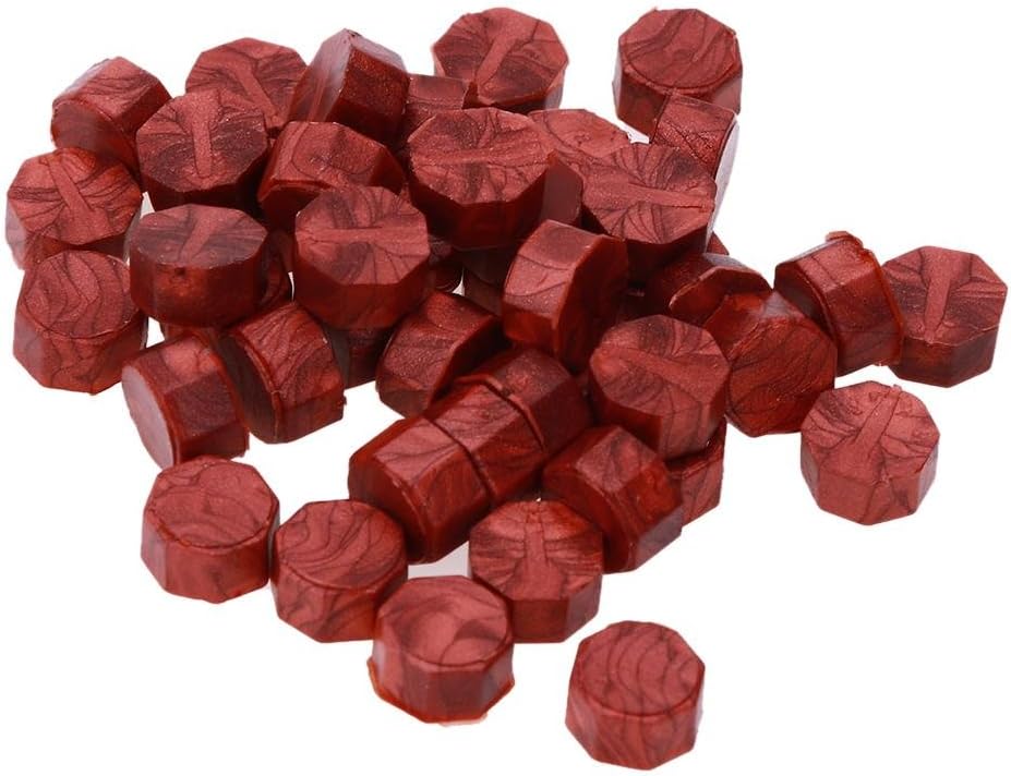 Sealing Wax, Nelnissa 100pcs/Lot Retro Octagon Sealing Wax Beads Stamping Envelope(Red Gold)